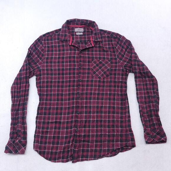 Truly Tartan Flannel Casual Button Up Shirt Mens Size Medium M Red Black - Picture 2 of 10